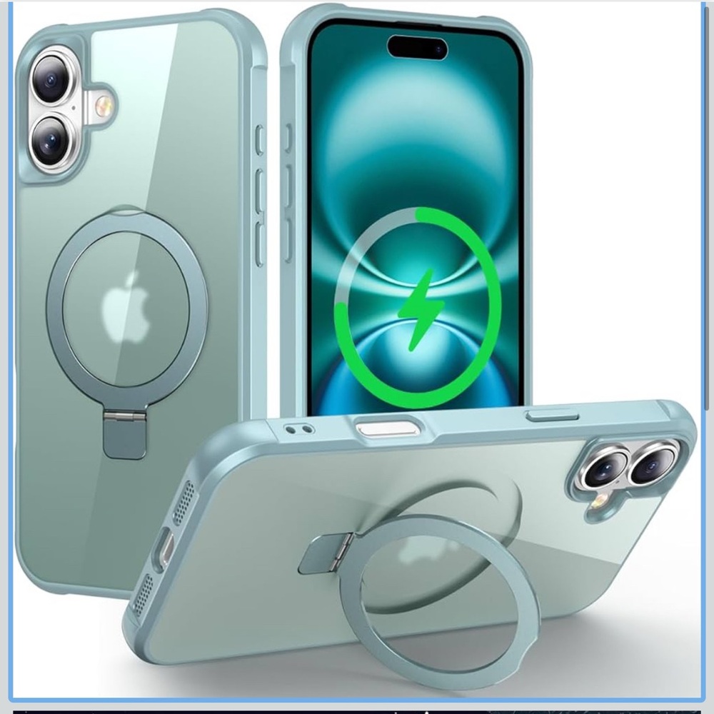 Hocase for iPhone 16 Case 6.1", with Magnetic Ring Stand Slim Phone Case - Teal